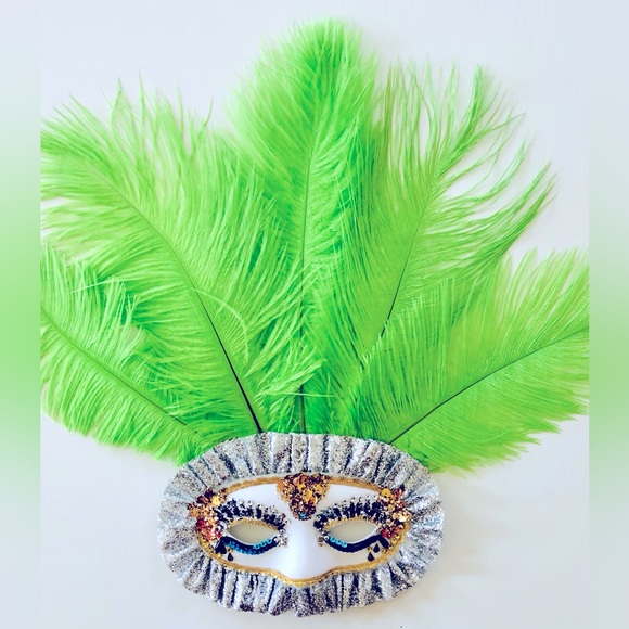 Eye mask costume Carnevale,Masquerade Embellished eye mask feathers Madi Gras OS - Picture 13 of 13